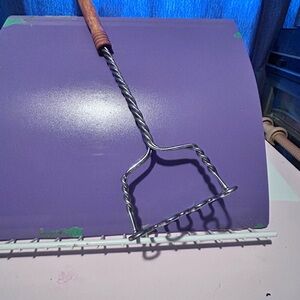 Large Stainless Steel Potato Masher with Wooden Handle- farmhouse- shabby- chic